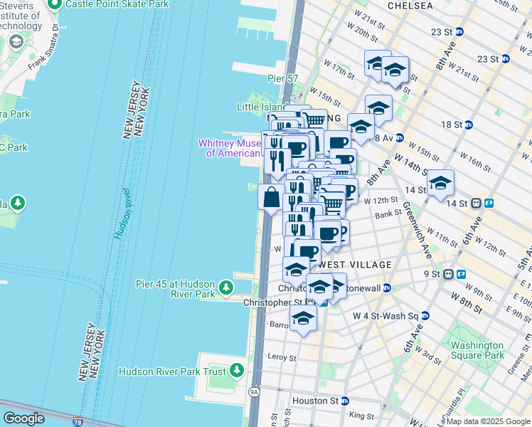 map of restaurants, bars, coffee shops, grocery stores, and more near 469 Saint Nicholas Avenue in New York