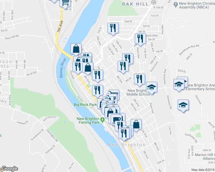 map of restaurants, bars, coffee shops, grocery stores, and more near 709 6th Ave in New Brighton