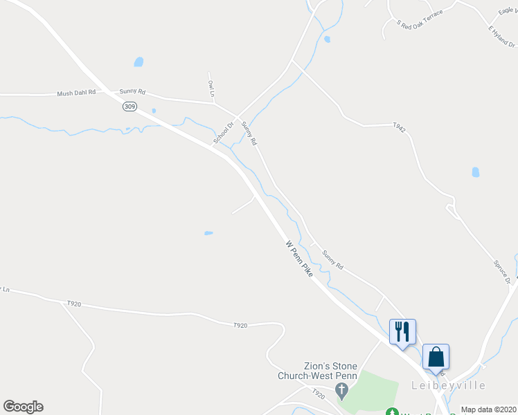 map of restaurants, bars, coffee shops, grocery stores, and more near 1716 West Penn Pike in New Ringgold