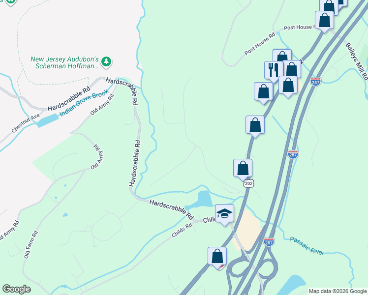 map of restaurants, bars, coffee shops, grocery stores, and more near 2 Peachcroft Road in Morristown