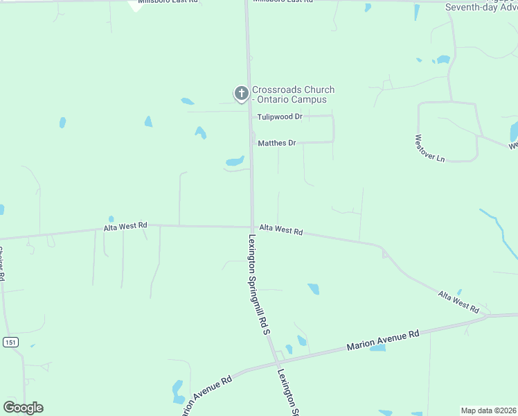 map of restaurants, bars, coffee shops, grocery stores, and more near 2094 Alta West Road in Mansfield