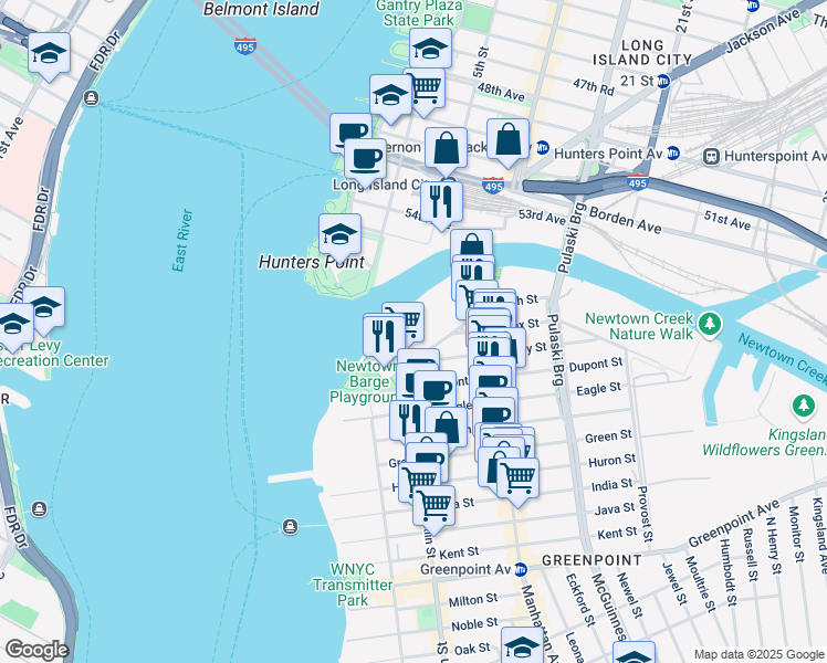 map of restaurants, bars, coffee shops, grocery stores, and more near 6 Blue Slip in Brooklyn