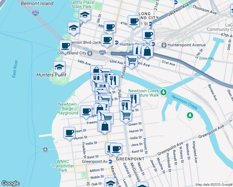 map of restaurants, bars, coffee shops, grocery stores, and more near in Brooklyn
