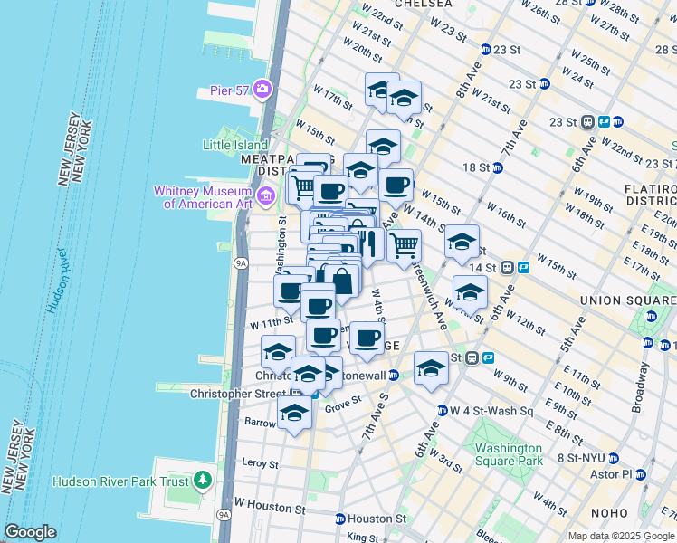 map of restaurants, bars, coffee shops, grocery stores, and more near 830 5th Avenue in New York