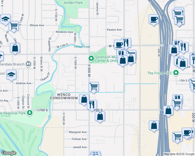 map of restaurants, bars, coffee shops, grocery stores, and more near 849 Riley Circle in Salt Lake City