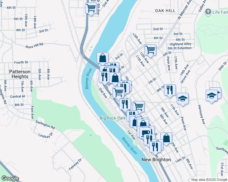 map of restaurants, bars, coffee shops, grocery stores, and more near in New Brighton