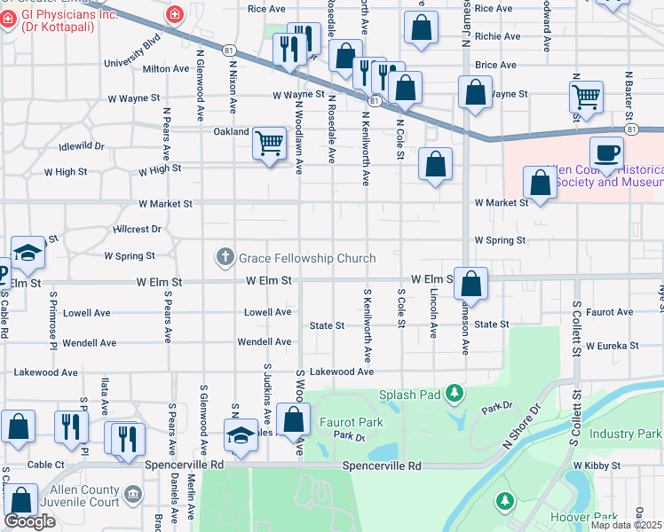 map of restaurants, bars, coffee shops, grocery stores, and more near in Lima