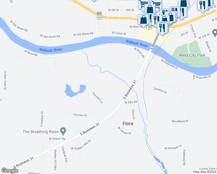 map of restaurants, bars, coffee shops, grocery stores, and more near 1850 U.S. 31 Business in Peru