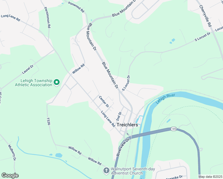 map of restaurants, bars, coffee shops, grocery stores, and more near 4346 3rd Street in Walnutport