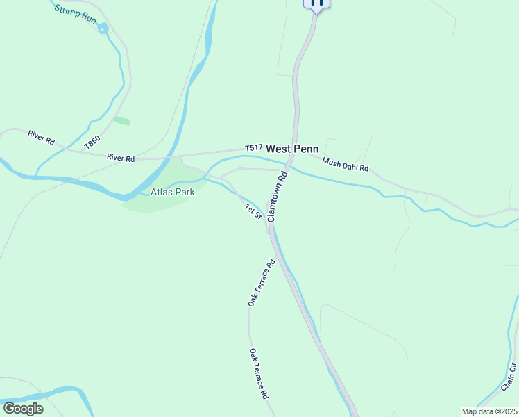 map of restaurants, bars, coffee shops, grocery stores, and more near 1st Street in New Ringgold