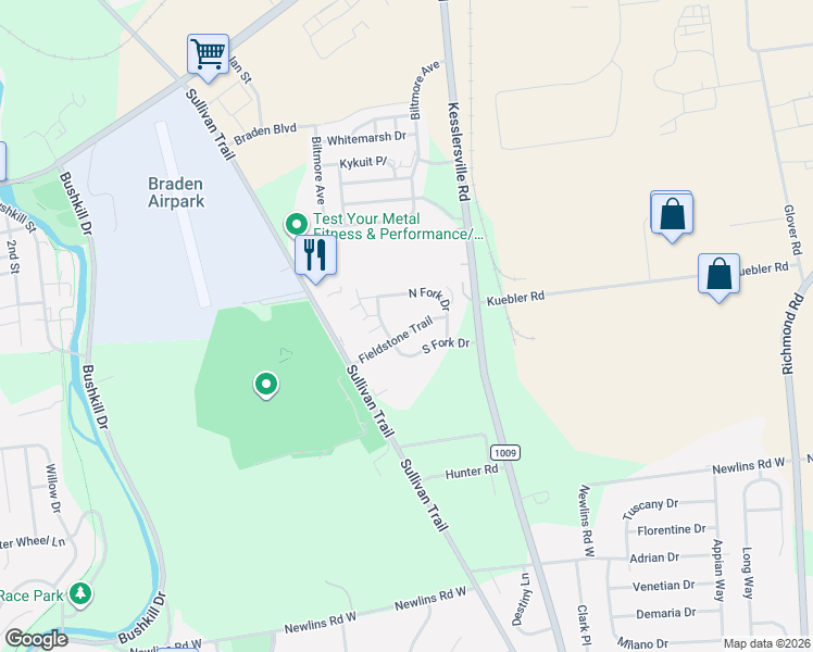 map of restaurants, bars, coffee shops, grocery stores, and more near 874 North Fork Drive in Easton