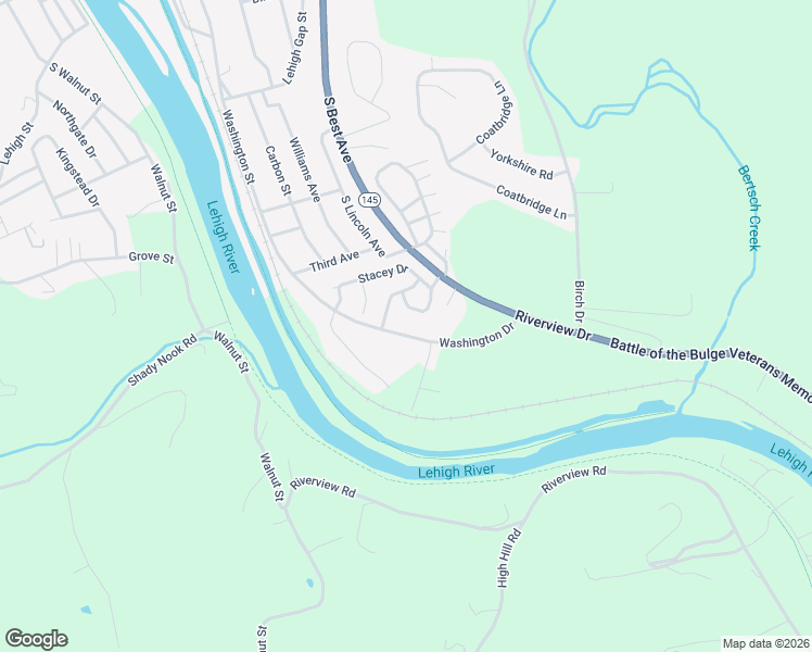 map of restaurants, bars, coffee shops, grocery stores, and more near 486 Washington Drive in Walnutport