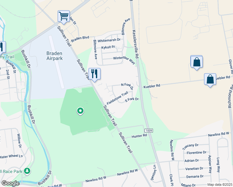 map of restaurants, bars, coffee shops, grocery stores, and more near 937 South Fork Drive in Easton