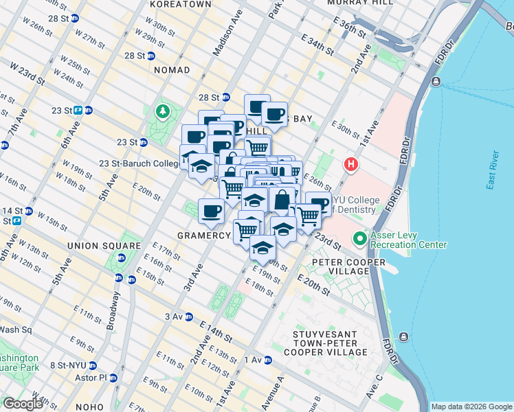 map of restaurants, bars, coffee shops, grocery stores, and more near 6210 Colleyville Boulevard in New York