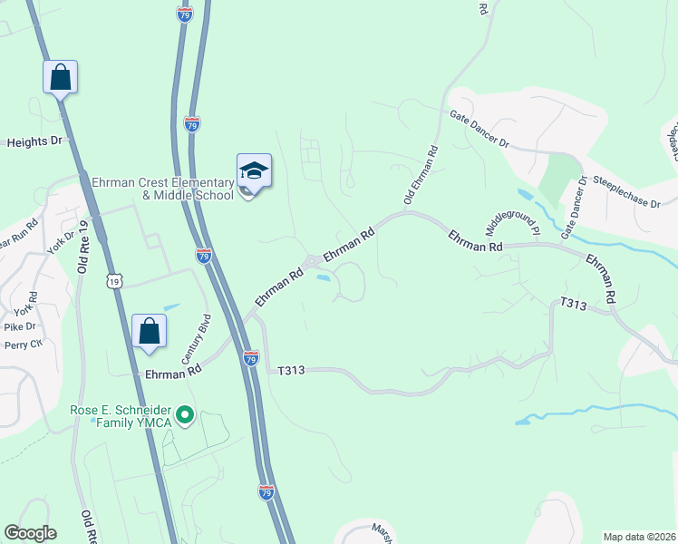 map of restaurants, bars, coffee shops, grocery stores, and more near 207 Bentbrook Circle in Cranberry Township