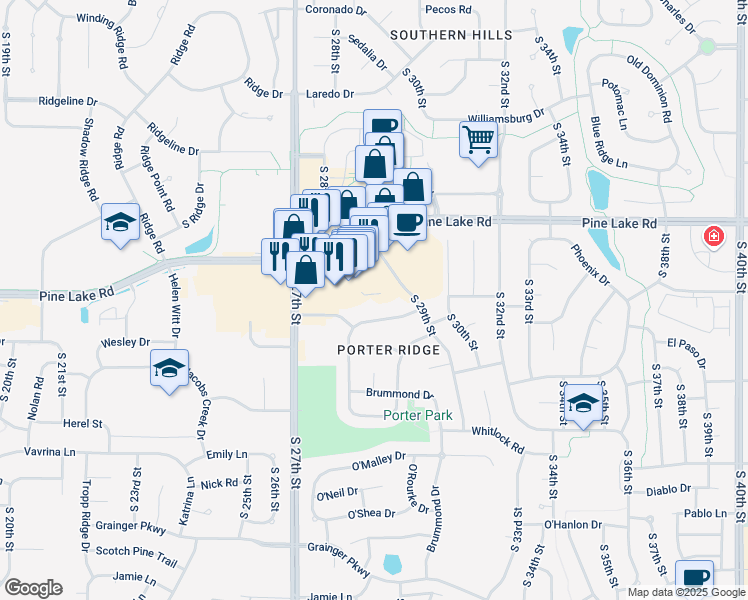 map of restaurants, bars, coffee shops, grocery stores, and more near 7145 South 29th Street in Lincoln