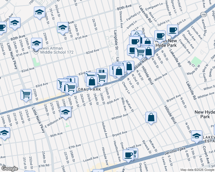 map of restaurants, bars, coffee shops, grocery stores, and more near in Queens