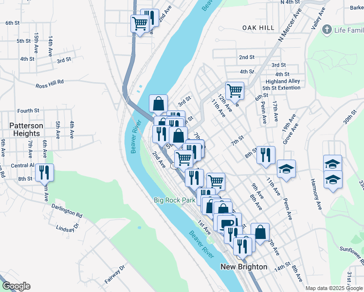 map of restaurants, bars, coffee shops, grocery stores, and more near 410 5th Street in New Brighton