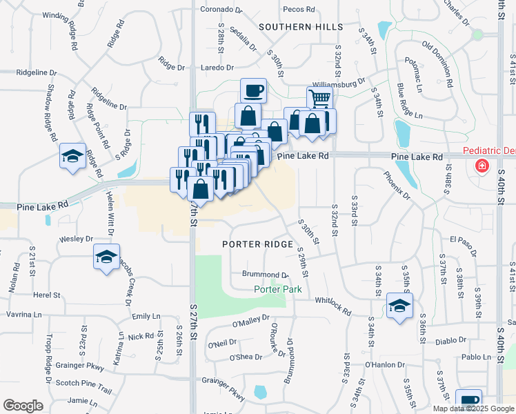 map of restaurants, bars, coffee shops, grocery stores, and more near 7155 South 29th Street in Lincoln