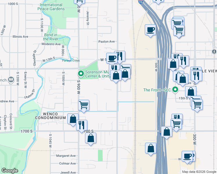 map of restaurants, bars, coffee shops, grocery stores, and more near 1444 South 700 West in Salt Lake City