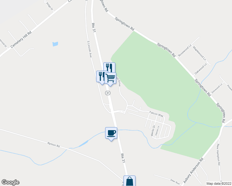 map of restaurants, bars, coffee shops, grocery stores, and more near 3 Clubhouse Drive in Washington