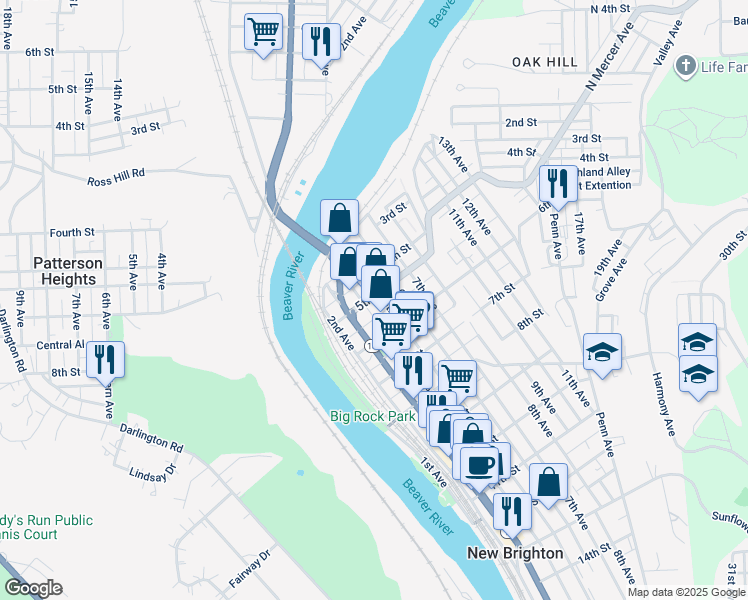 map of restaurants, bars, coffee shops, grocery stores, and more near 410 5th Street in New Brighton