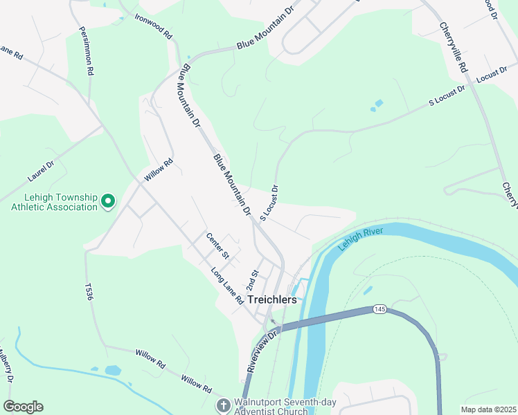 map of restaurants, bars, coffee shops, grocery stores, and more near 4326 South Locust Drive in Walnutport