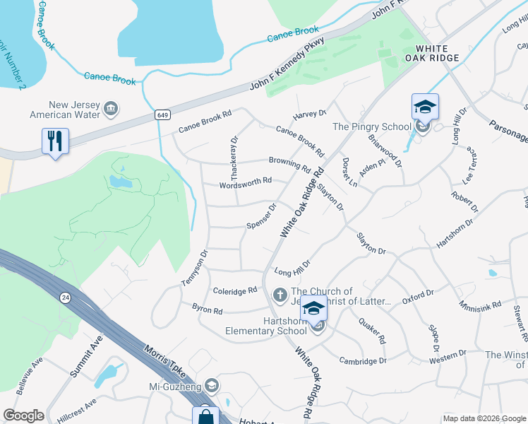 map of restaurants, bars, coffee shops, grocery stores, and more near 47 Spenser Drive in Essex County