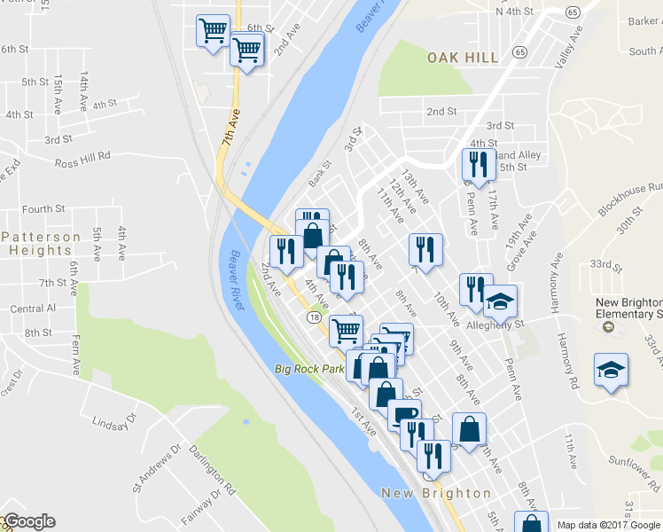 map of restaurants, bars, coffee shops, grocery stores, and more near 510 6th Avenue in New Brighton