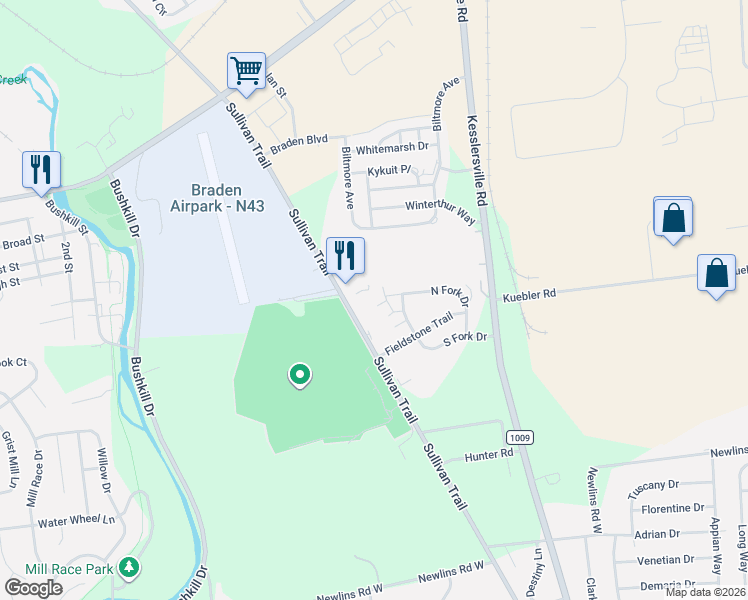 map of restaurants, bars, coffee shops, grocery stores, and more near 431 South Fork Drive in Easton