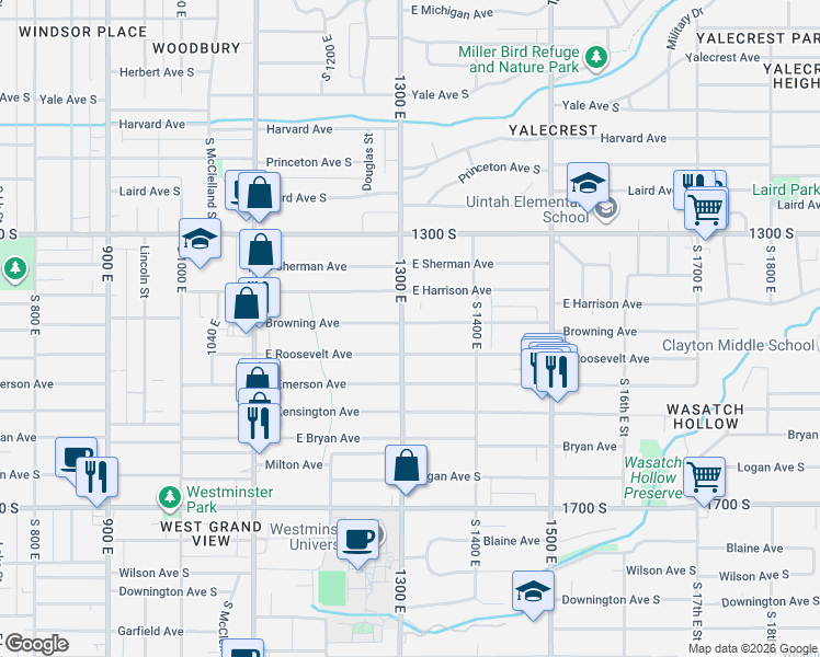 map of restaurants, bars, coffee shops, grocery stores, and more near in Salt Lake City