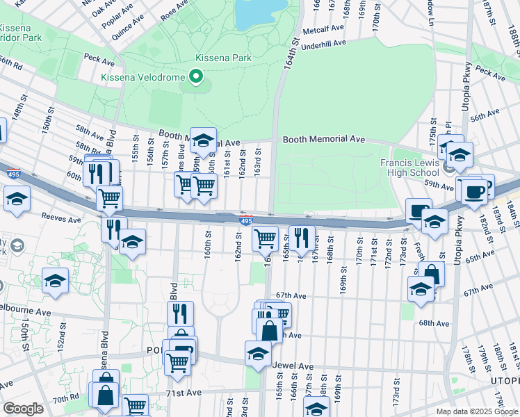 map of restaurants, bars, coffee shops, grocery stores, and more near in Queens