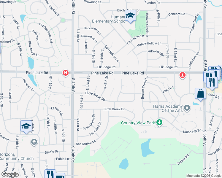 map of restaurants, bars, coffee shops, grocery stores, and more near 7223 Beaver Hollow Circle in Lincoln