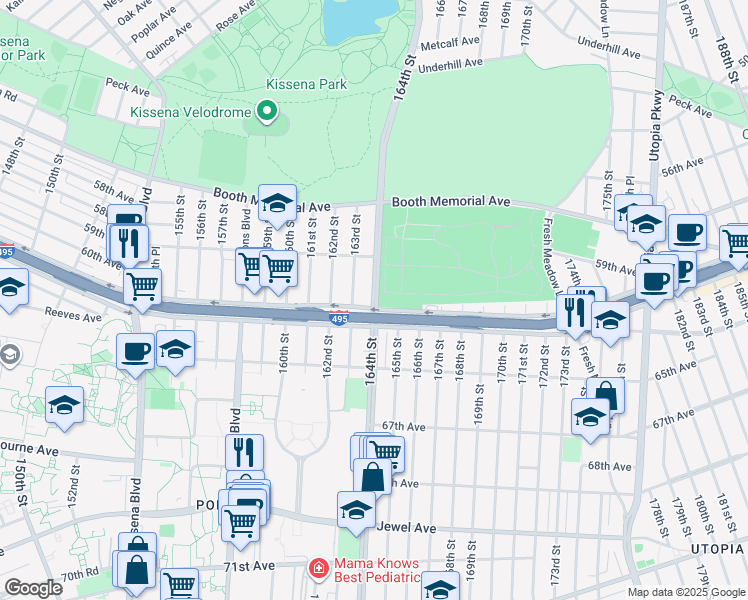 map of restaurants, bars, coffee shops, grocery stores, and more near in Queens