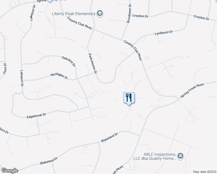 map of restaurants, bars, coffee shops, grocery stores, and more near 395 Parkchester Drive in Spring Creek
