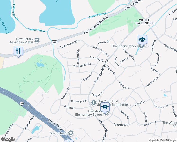 map of restaurants, bars, coffee shops, grocery stores, and more near 47 Spenser Drive in Essex County