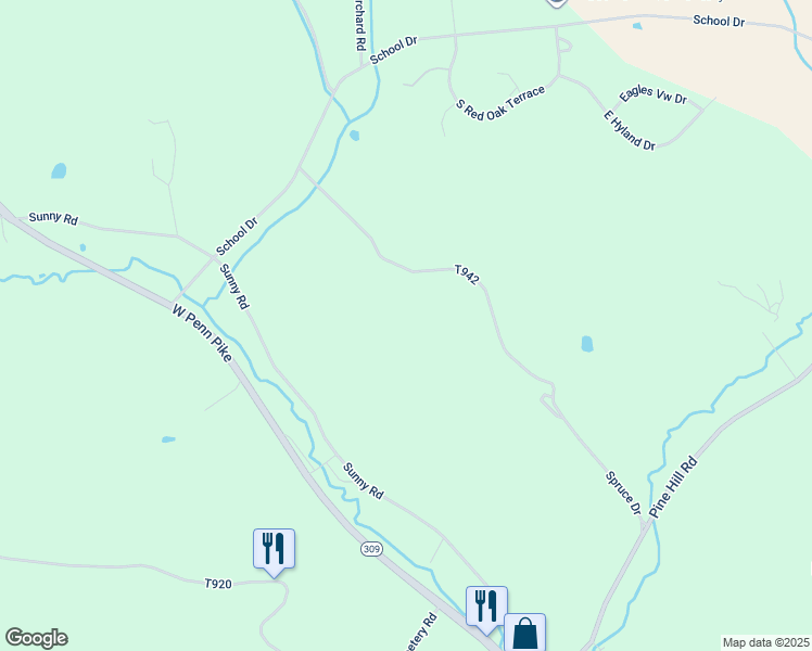 map of restaurants, bars, coffee shops, grocery stores, and more near 517 Spruce Drive in New Ringgold