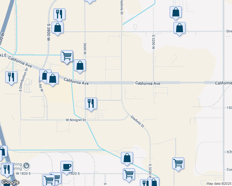 map of restaurants, bars, coffee shops, grocery stores, and more near 1414 Gladiola Street in Salt Lake City