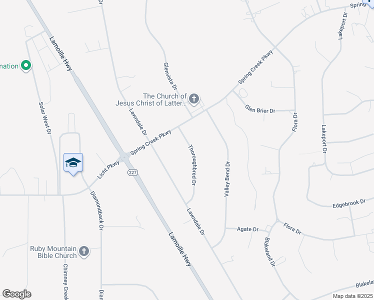 map of restaurants, bars, coffee shops, grocery stores, and more near 359 Thoroughbred Drive in Spring Creek