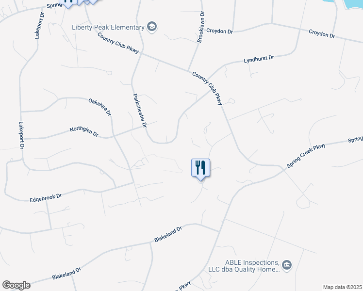 map of restaurants, bars, coffee shops, grocery stores, and more near 405 Parkchester Drive in Spring Creek
