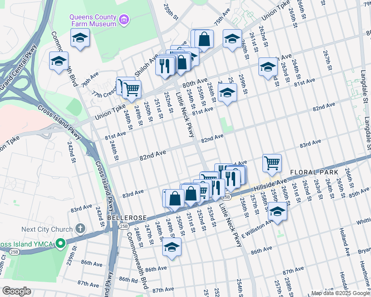 map of restaurants, bars, coffee shops, grocery stores, and more near in Queens