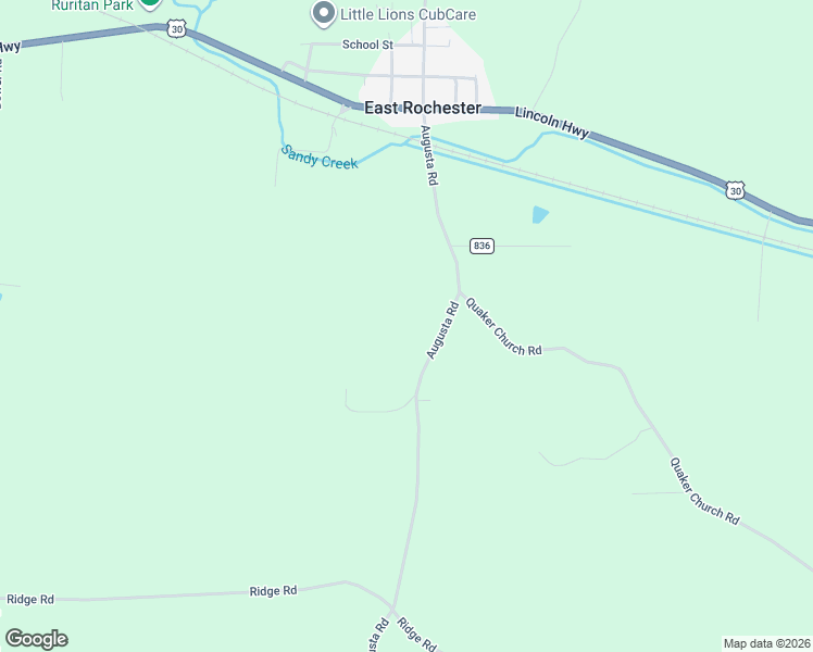 map of restaurants, bars, coffee shops, grocery stores, and more near 11189 Augusta Road in East Rochester