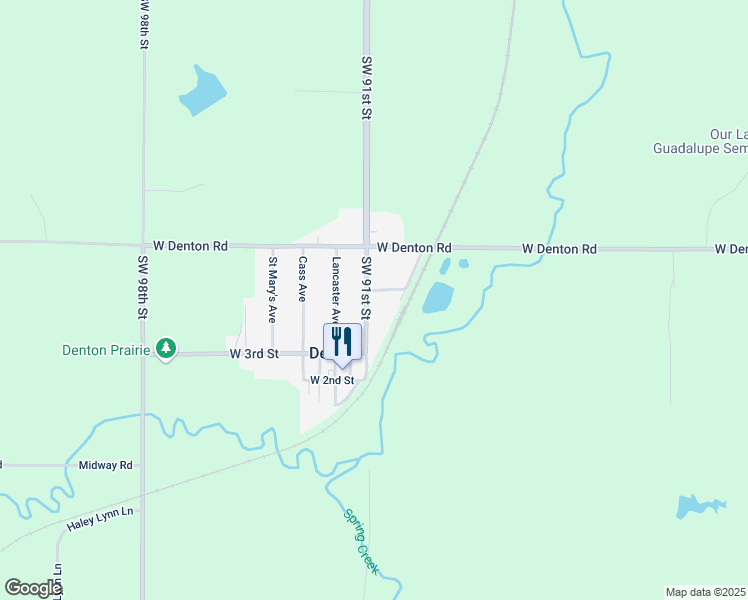 map of restaurants, bars, coffee shops, grocery stores, and more near 7045 Southwest 91st Street in Denton