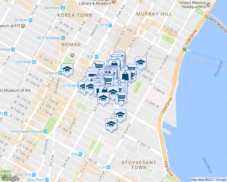 map of restaurants, bars, coffee shops, grocery stores, and more near in New York