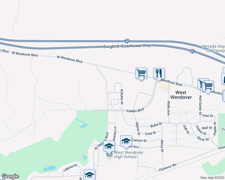 map of restaurants, bars, coffee shops, grocery stores, and more near 942 North Oquirrh Street in Wells