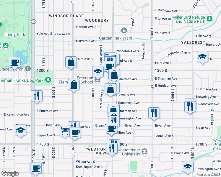map of restaurants, bars, coffee shops, grocery stores, and more near in Salt Lake City