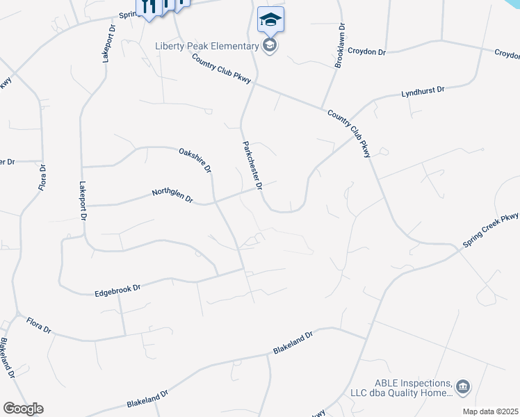map of restaurants, bars, coffee shops, grocery stores, and more near 373 Parkchester Drive in Spring Creek
