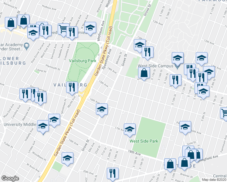 map of restaurants, bars, coffee shops, grocery stores, and more near 690 15th Avenue in Irvington