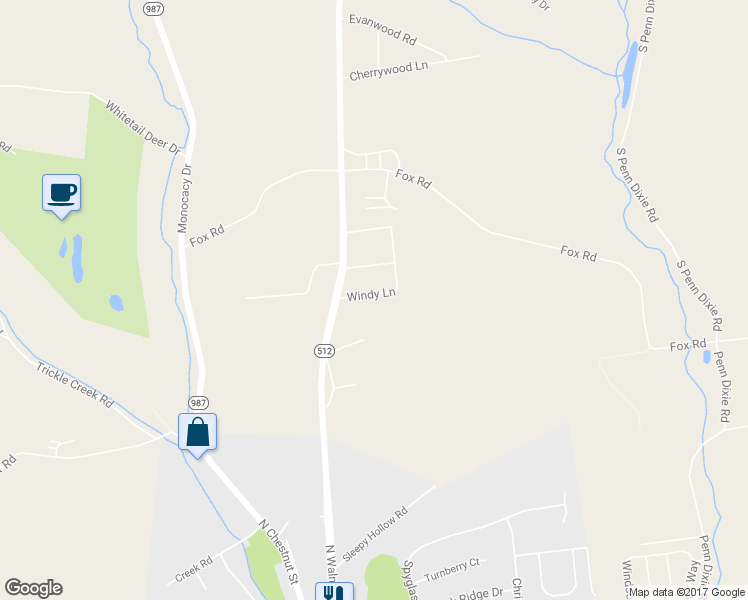 map of restaurants, bars, coffee shops, grocery stores, and more near 2511 Windy Lane in Bath