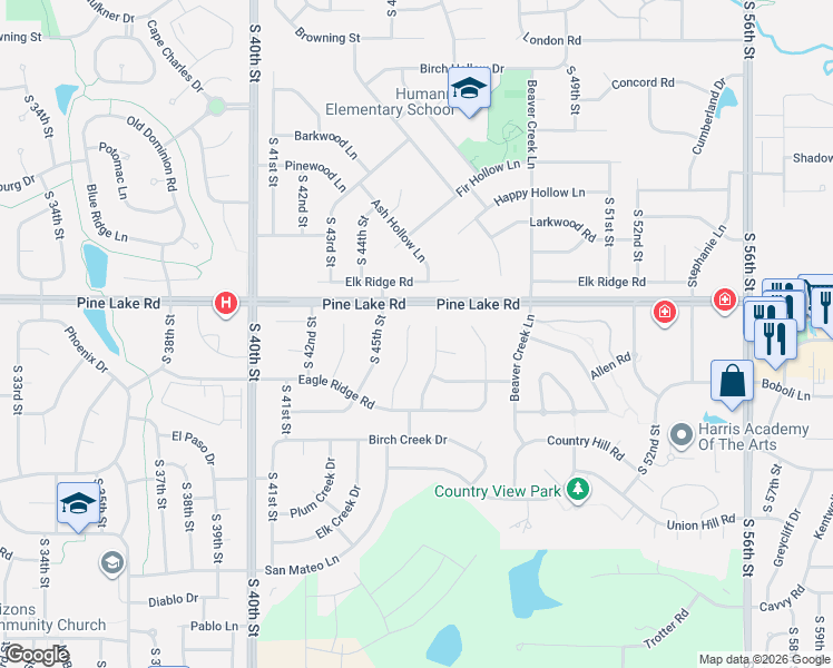 map of restaurants, bars, coffee shops, grocery stores, and more near 7016 Beaver Hollow Circle in Lincoln